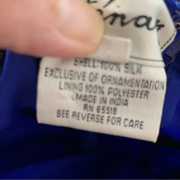 Stenay silk blue‎ cocktail evening blouse with black sequins and beading. Size M - Picture 9 of 11